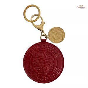 Authentic LOUIS VUITTON Red Gold Trunks & Bags Key Chain Bag Charms